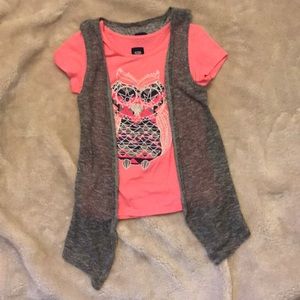 Girls Owl T-shirt with vest
